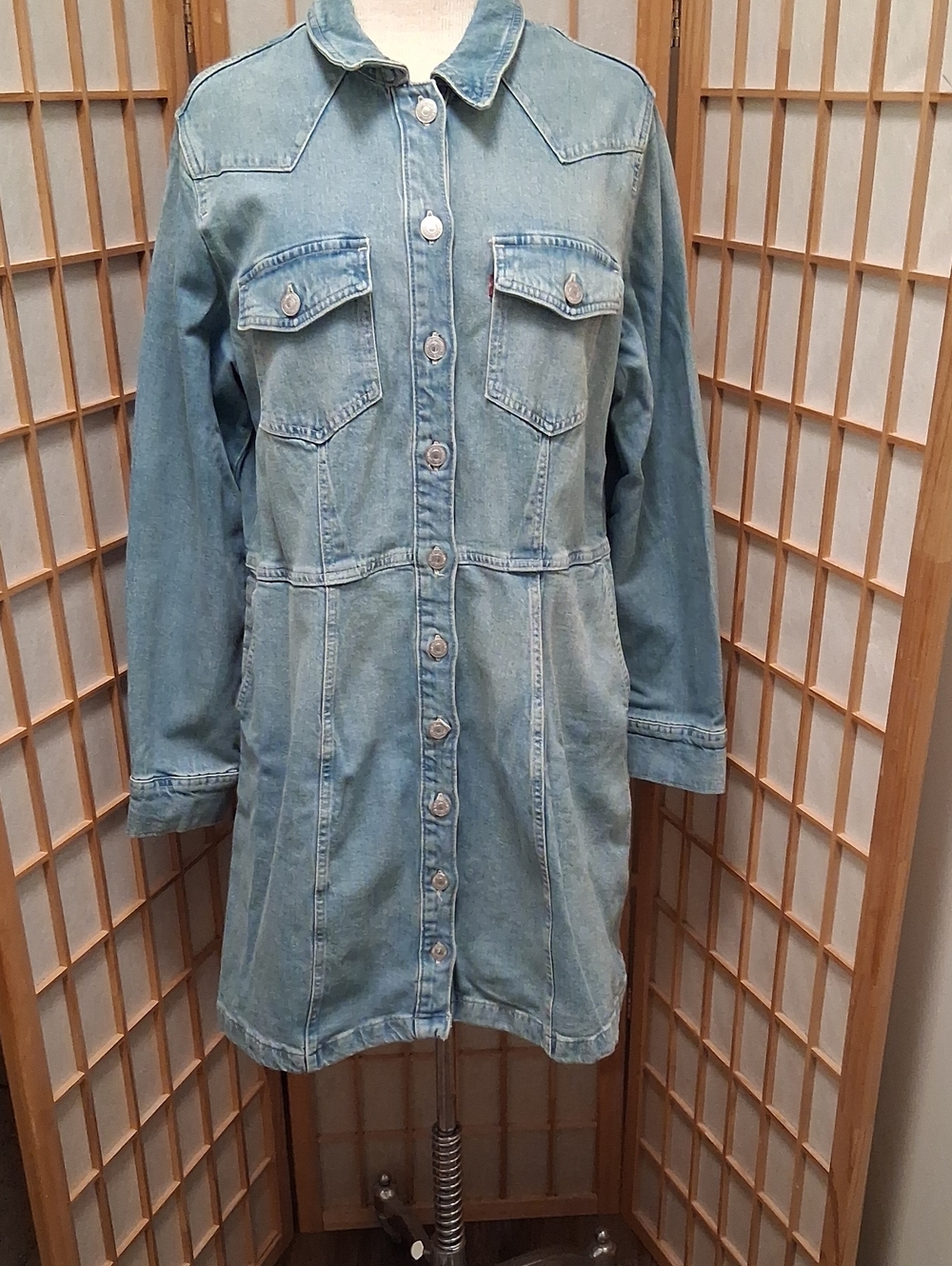 NWTLevi's Light Blue Long Denim Button-Front Jacket OR DRESS